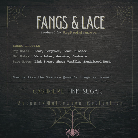 Fangs & Lace Crackling Wooden Wick Candle: Cashmere Pink Sugar Scent - Picture 2 of 10
